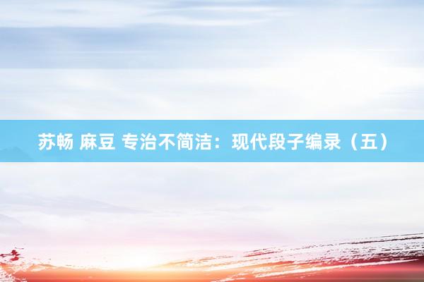 苏畅 麻豆 专治不简洁：现代段子编录（五）